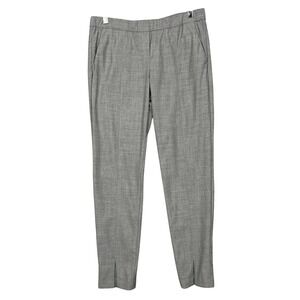 Halston Heritage Pants Womens 10 Gray Wool Blend Dressy Straight Leg Split Ankle